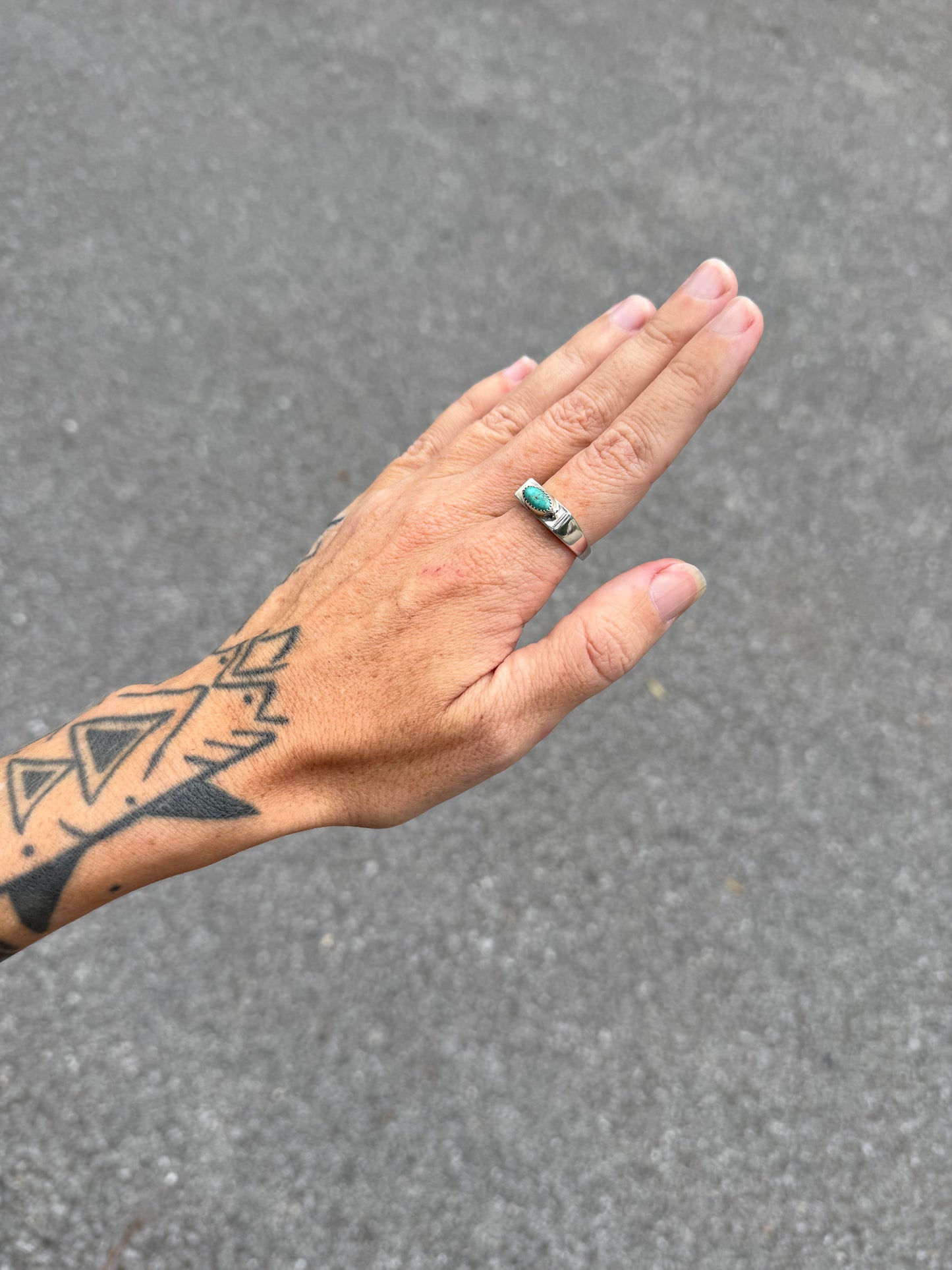 #7 Turquoise Signet Ring Size 9.75