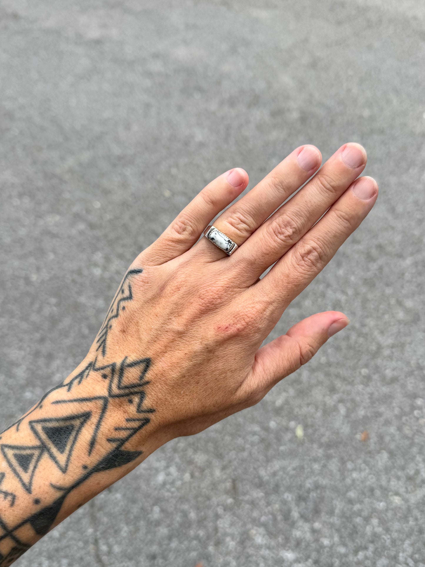 #6 White Buffalo Signet Ring Size 5.75
