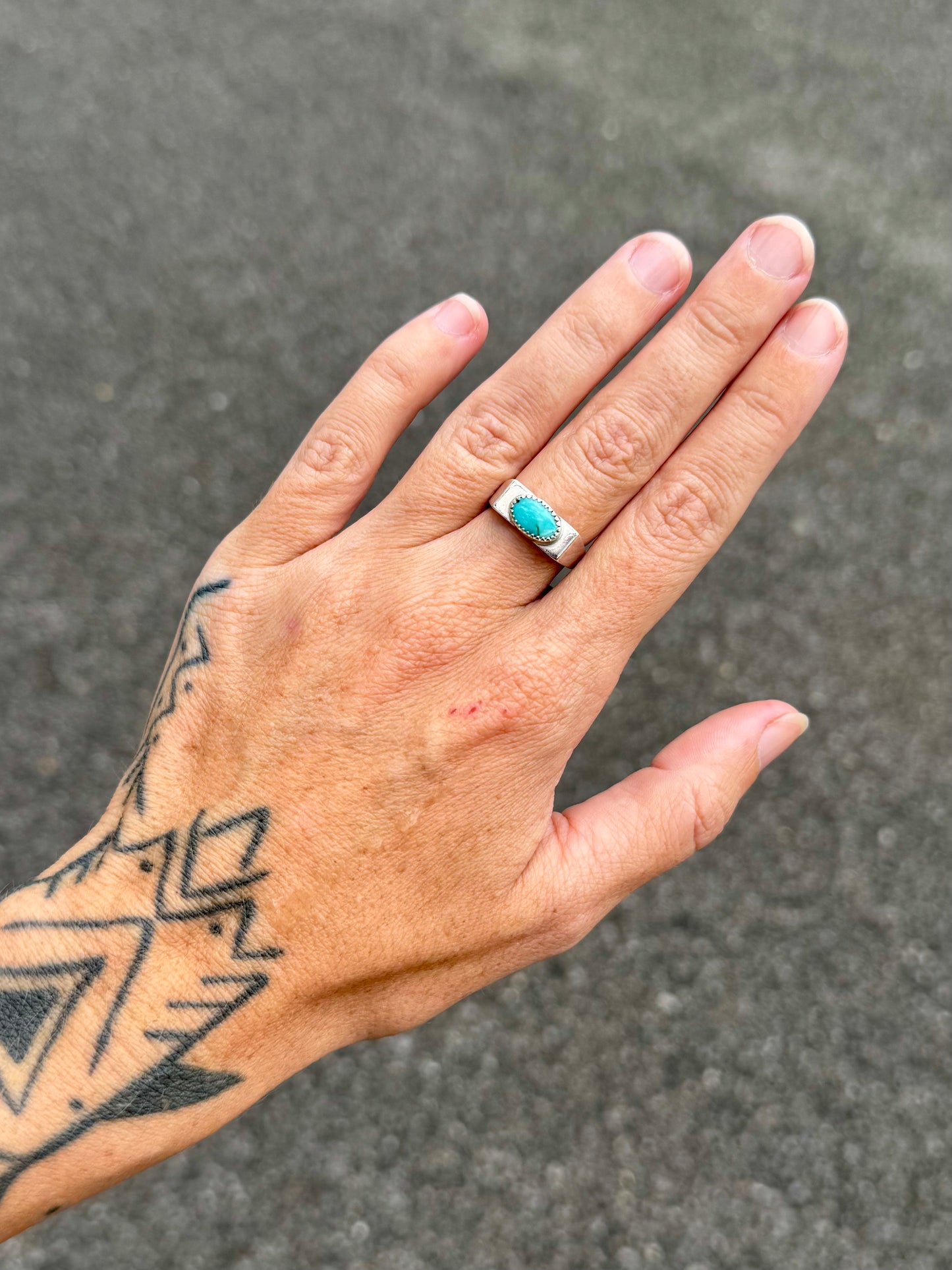 #17 Turquoise Signet Ring Size 7
