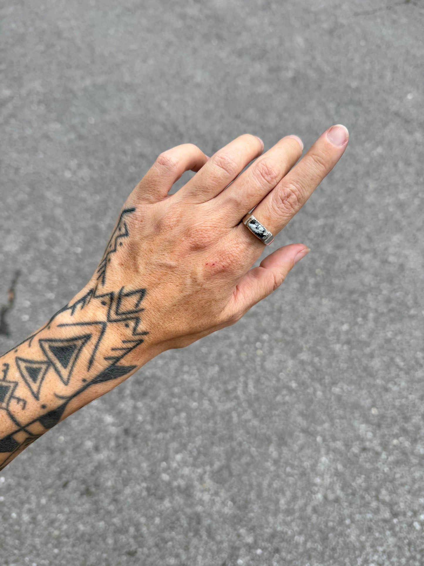#9 White Buffalo Signet Ring Size 8