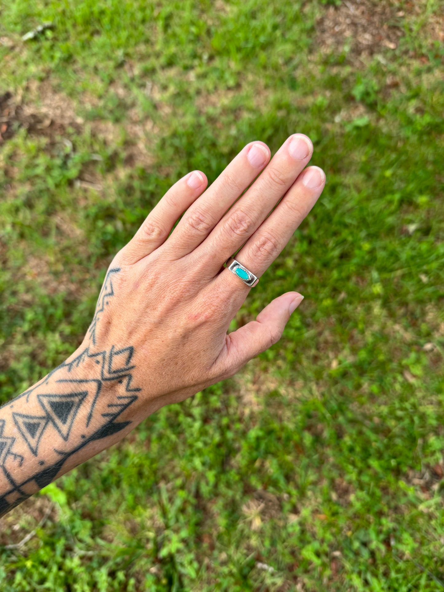 #5 Turquoise Signet Ring Size 8.5