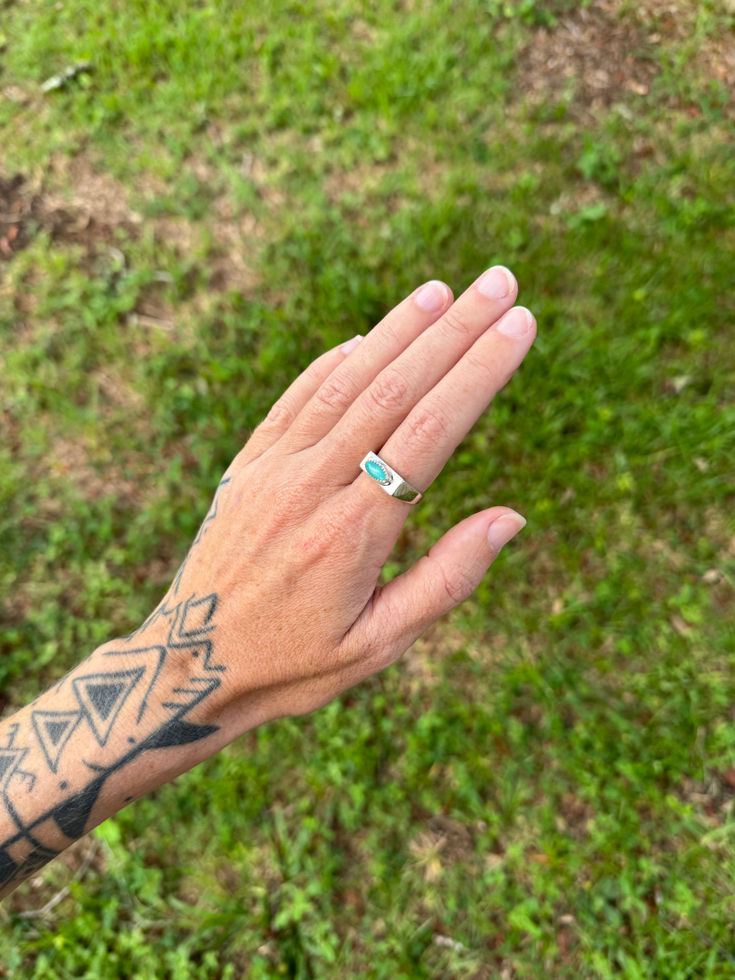 #5 Turquoise Signet Ring Size 8.5