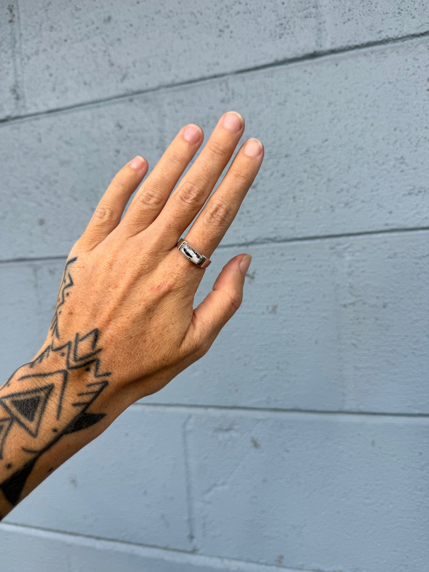 #4 White Buffalo Signet Ring Size 9.75