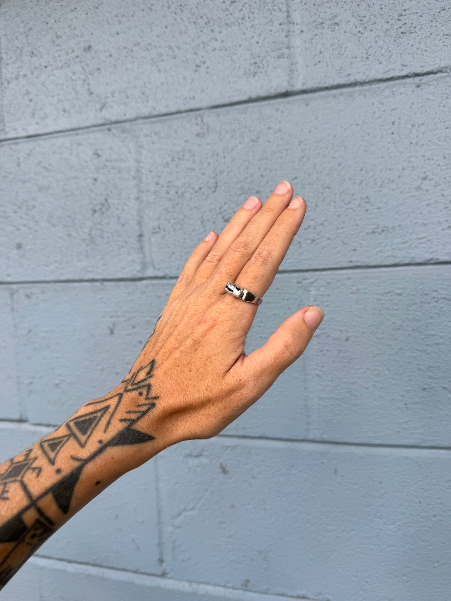#4 White Buffalo Signet Ring Size 9.75