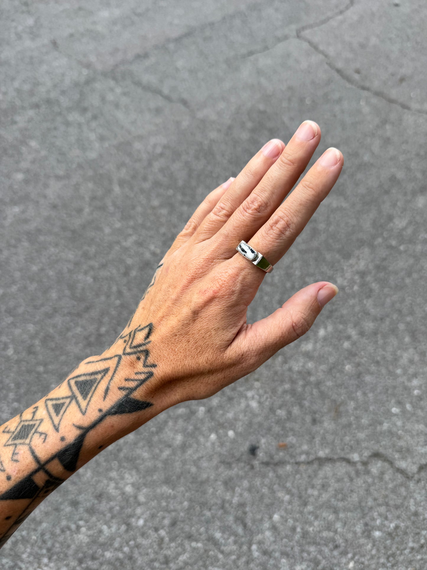 #4 White Buffalo Signet Ring Size 9.75