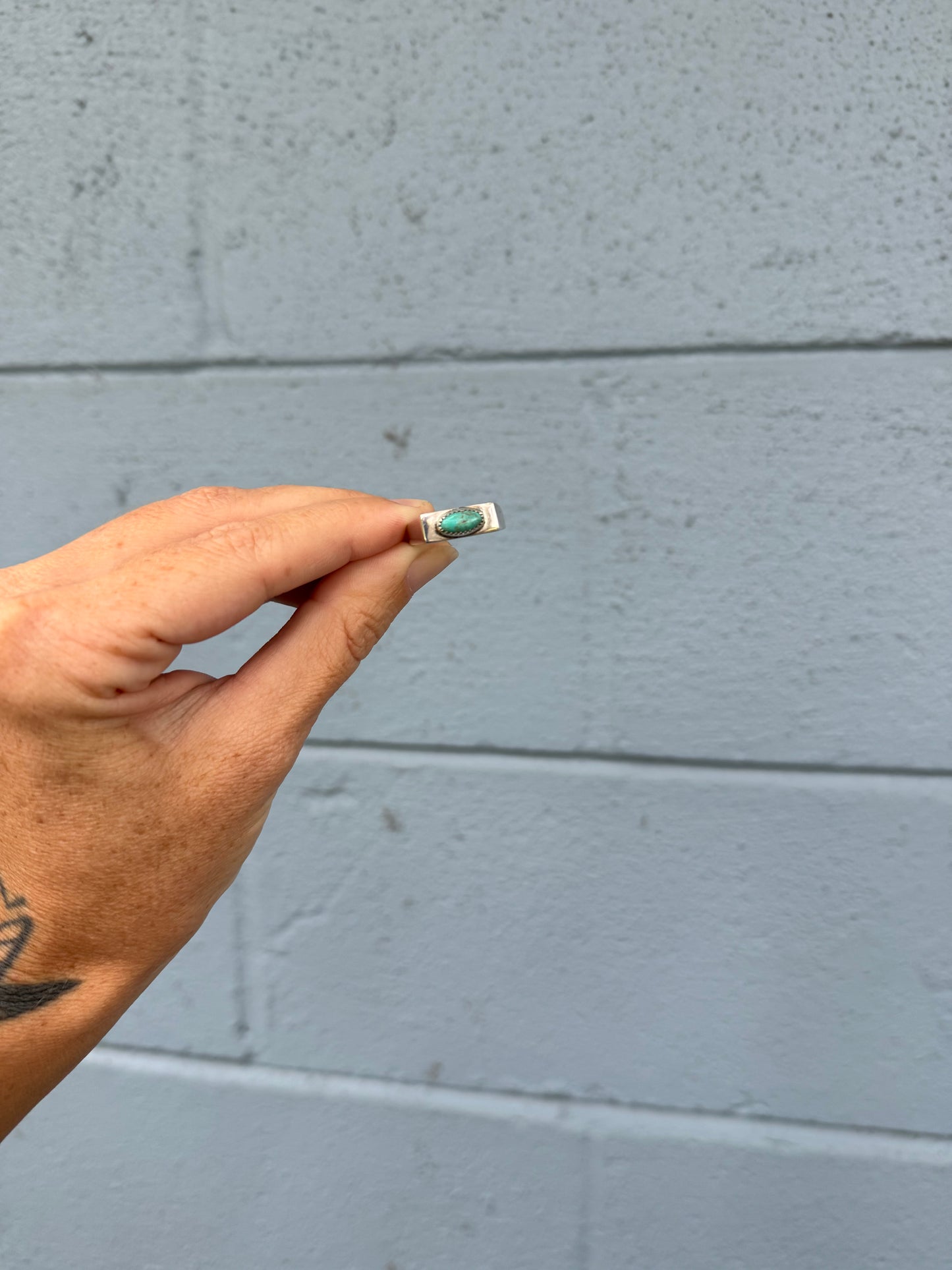#7 Turquoise Signet Ring Size 9.75