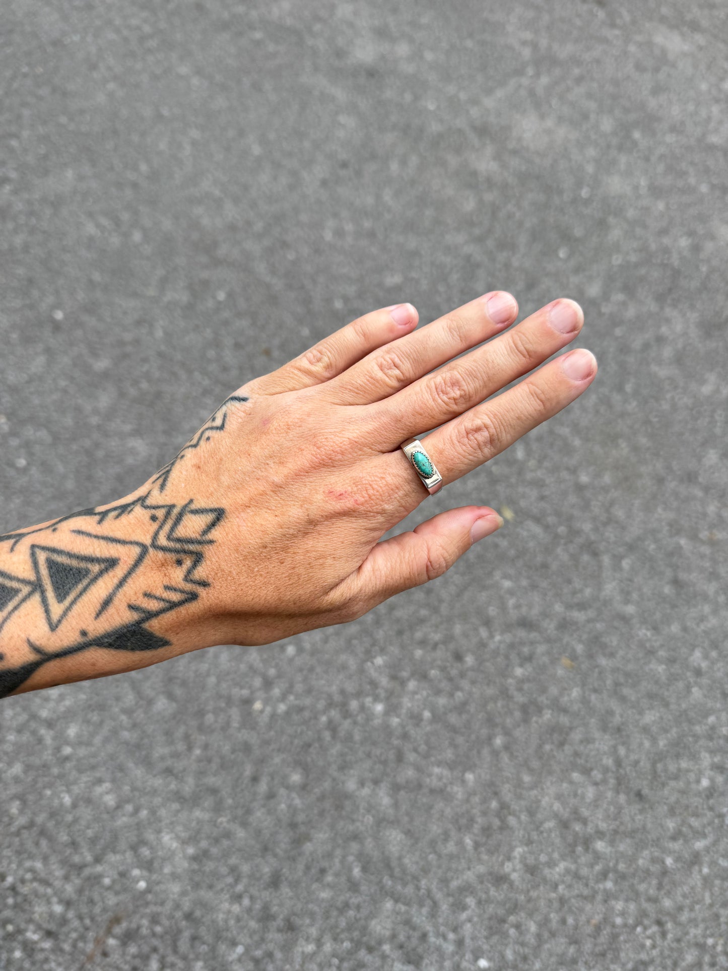#7 Turquoise Signet Ring Size 9.75