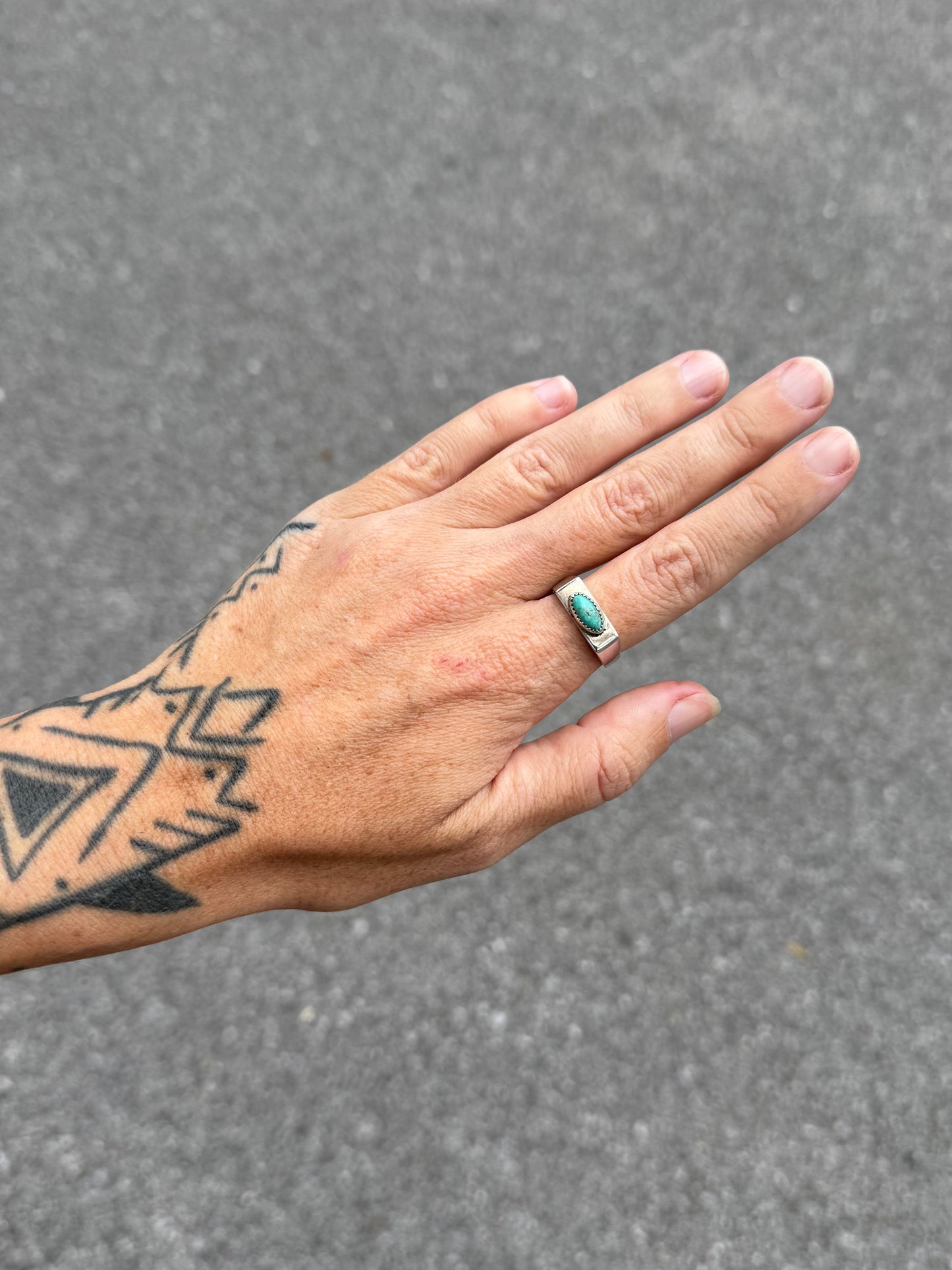 #7 Turquoise Signet Ring Size 9.75