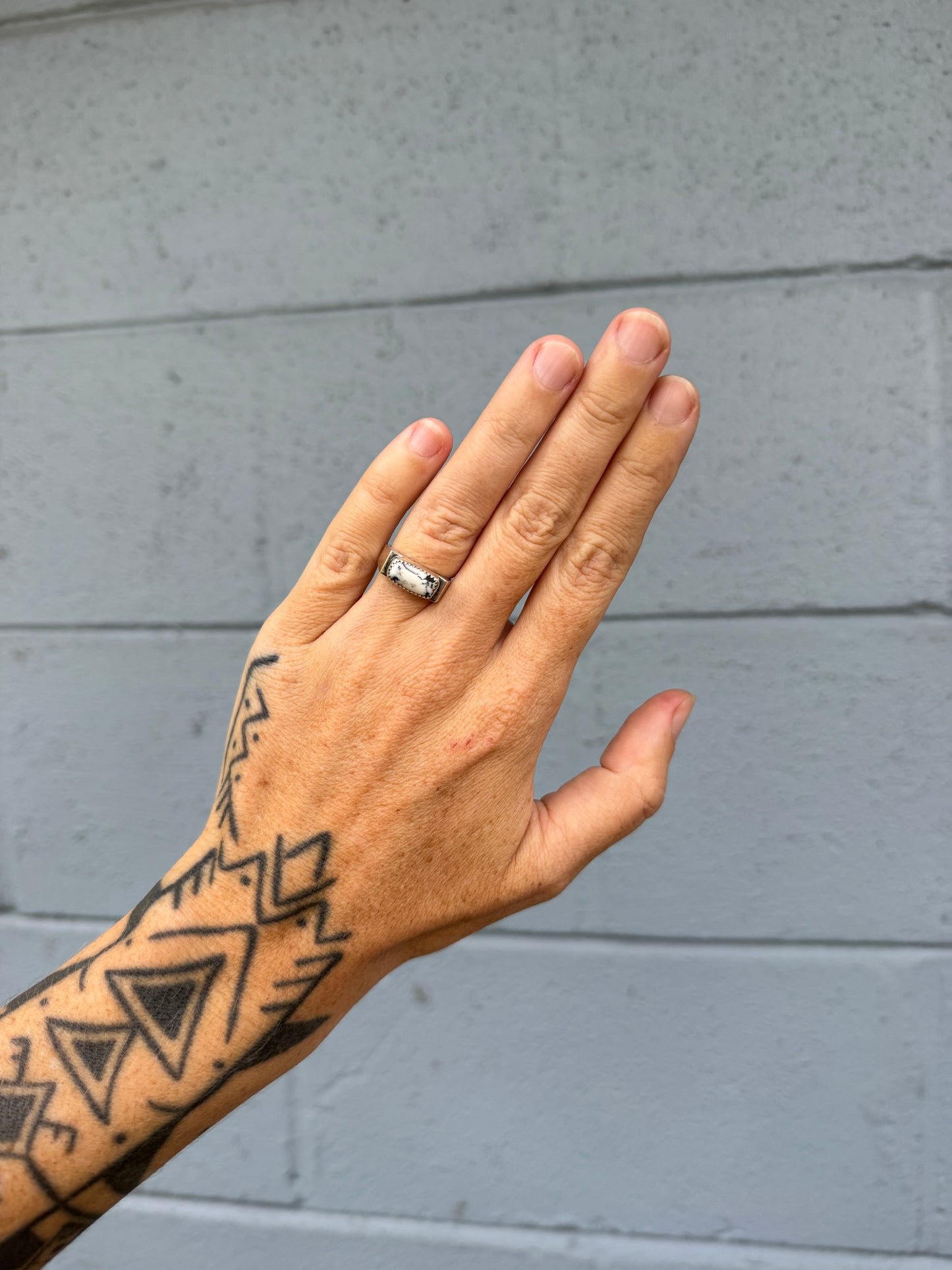 #6 White Buffalo Signet Ring Size 5.75