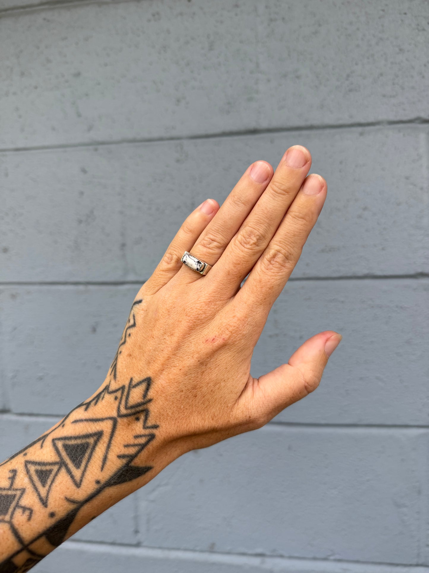#6 White Buffalo Signet Ring Size 5.75