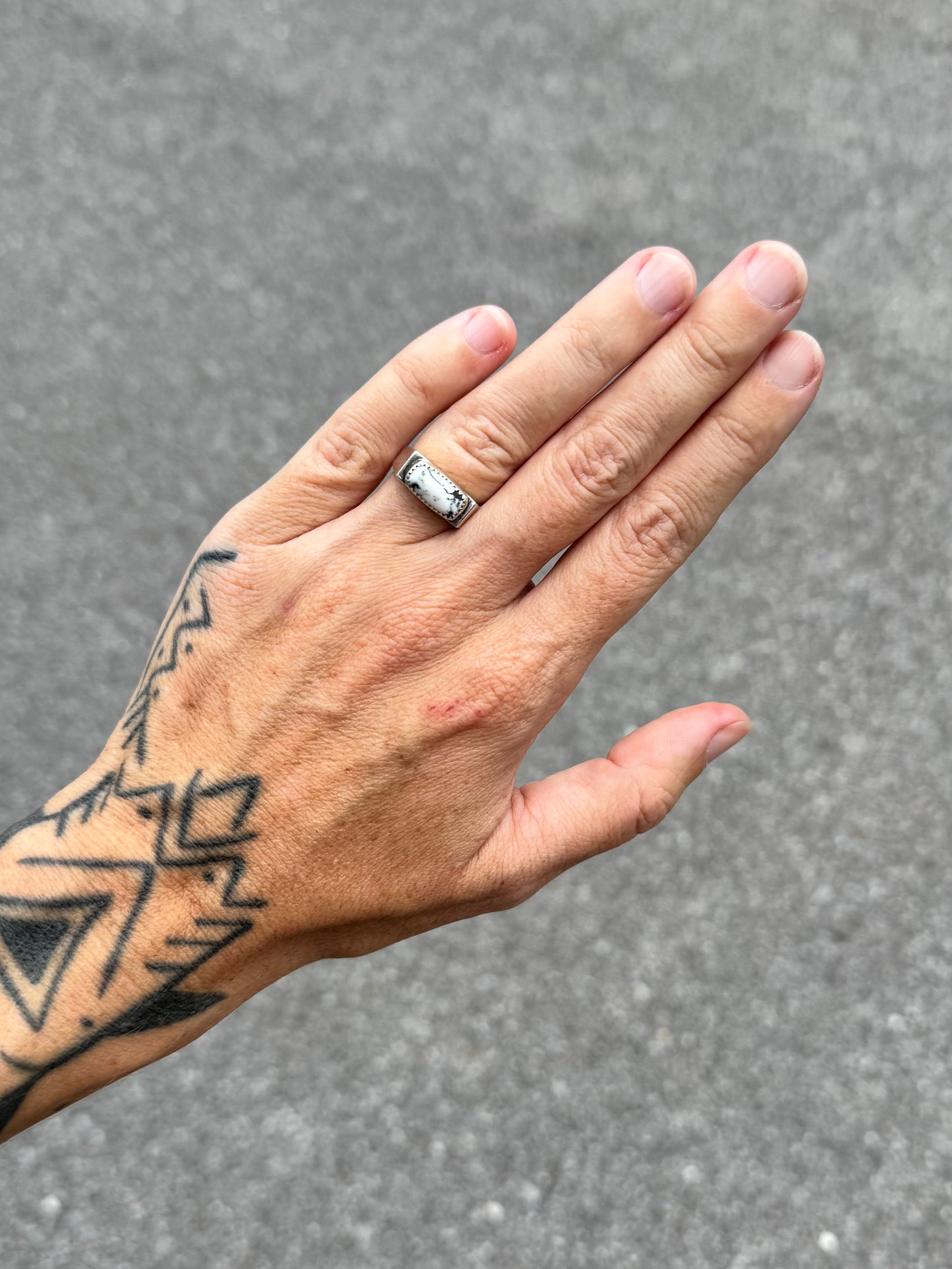 #6 White Buffalo Signet Ring Size 5.75