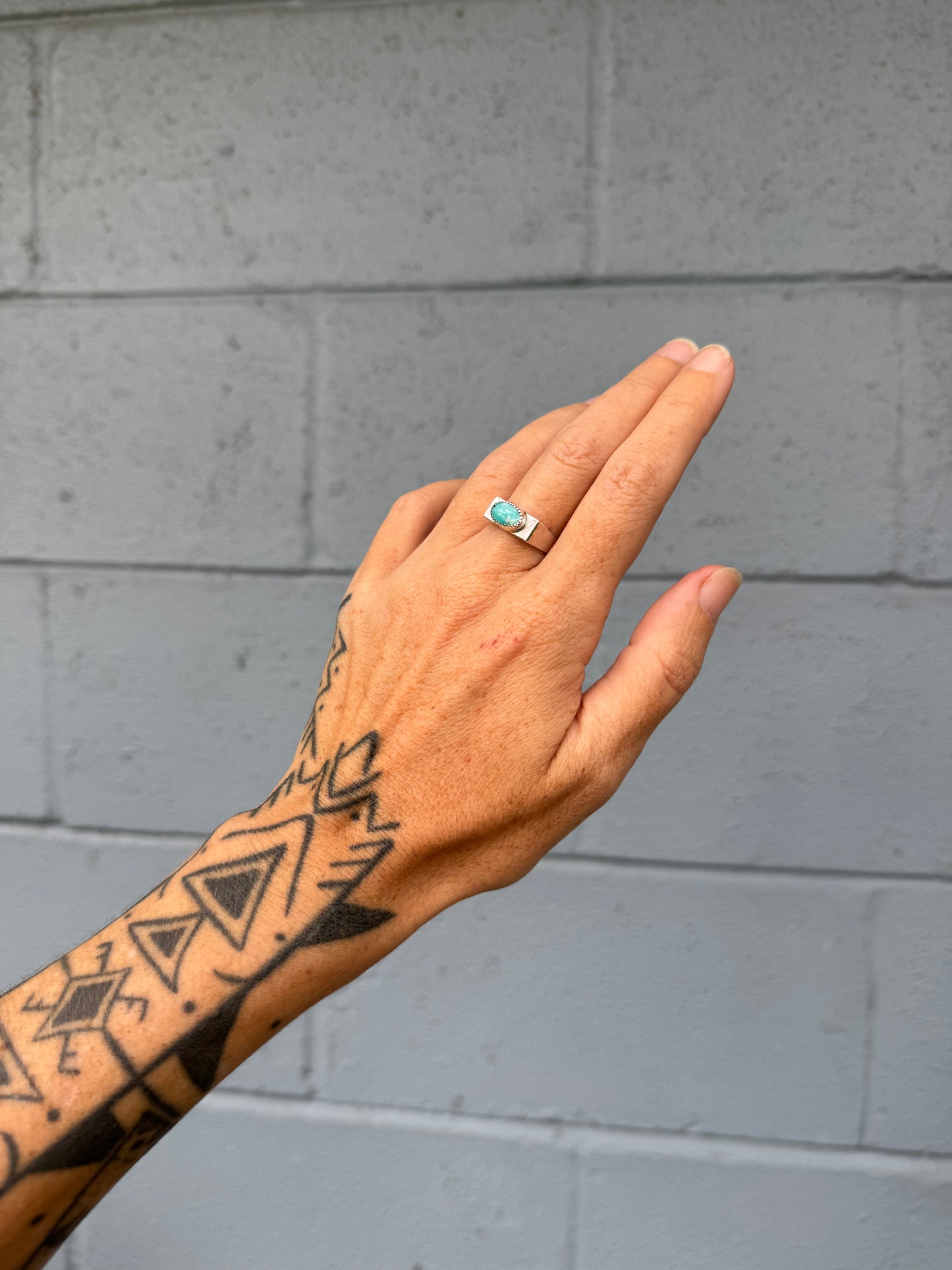 #17 Turquoise Signet Ring Size 7