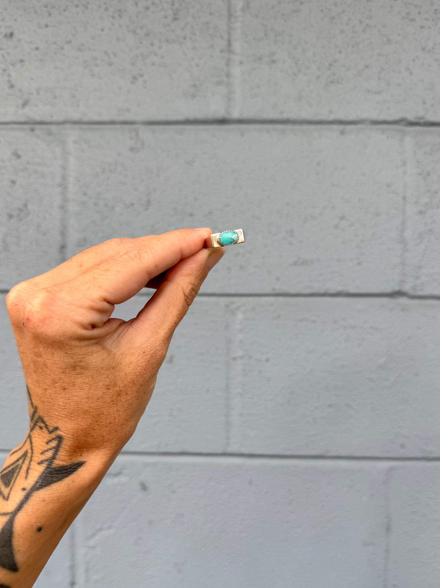 #17 Turquoise Signet Ring Size 7