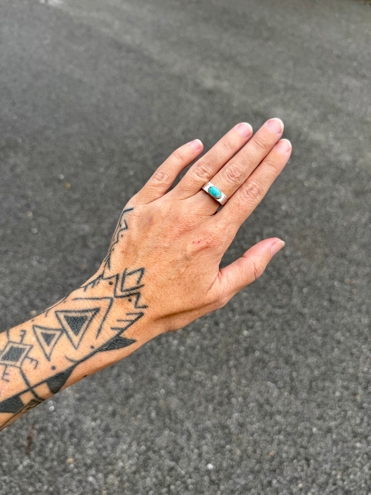 #17 Turquoise Signet Ring Size 7