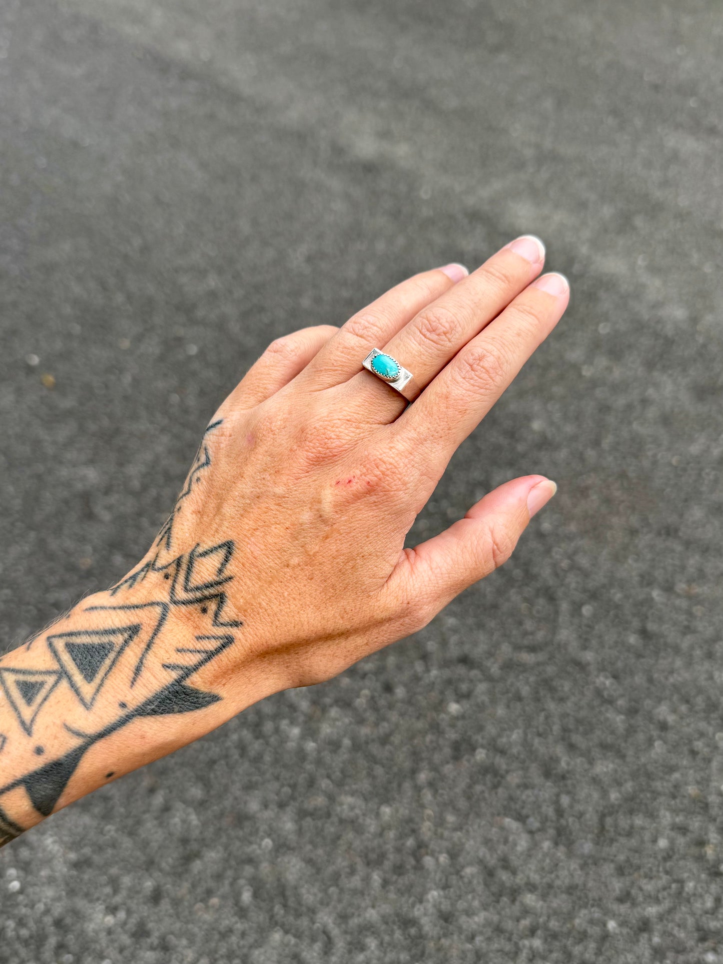 #17 Turquoise Signet Ring Size 7