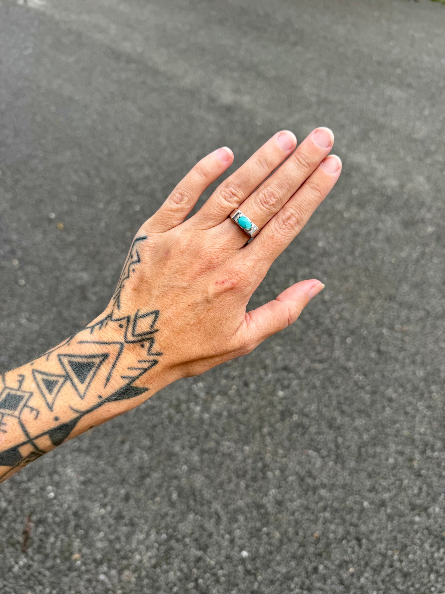 #17 Turquoise Signet Ring Size 7