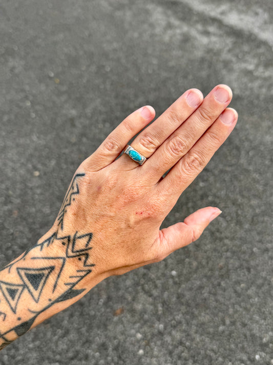 #15 Turquoise Signet Ring Size 6