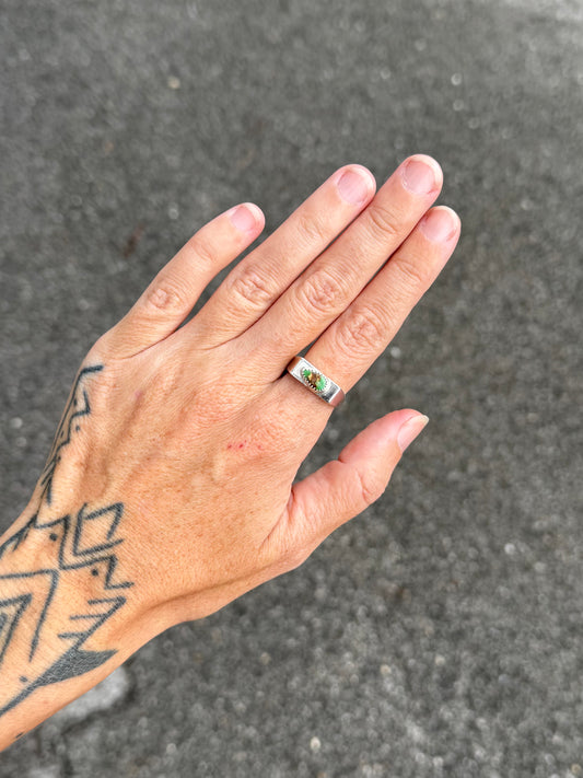 #13 Turquoise Signet Ring Size 9