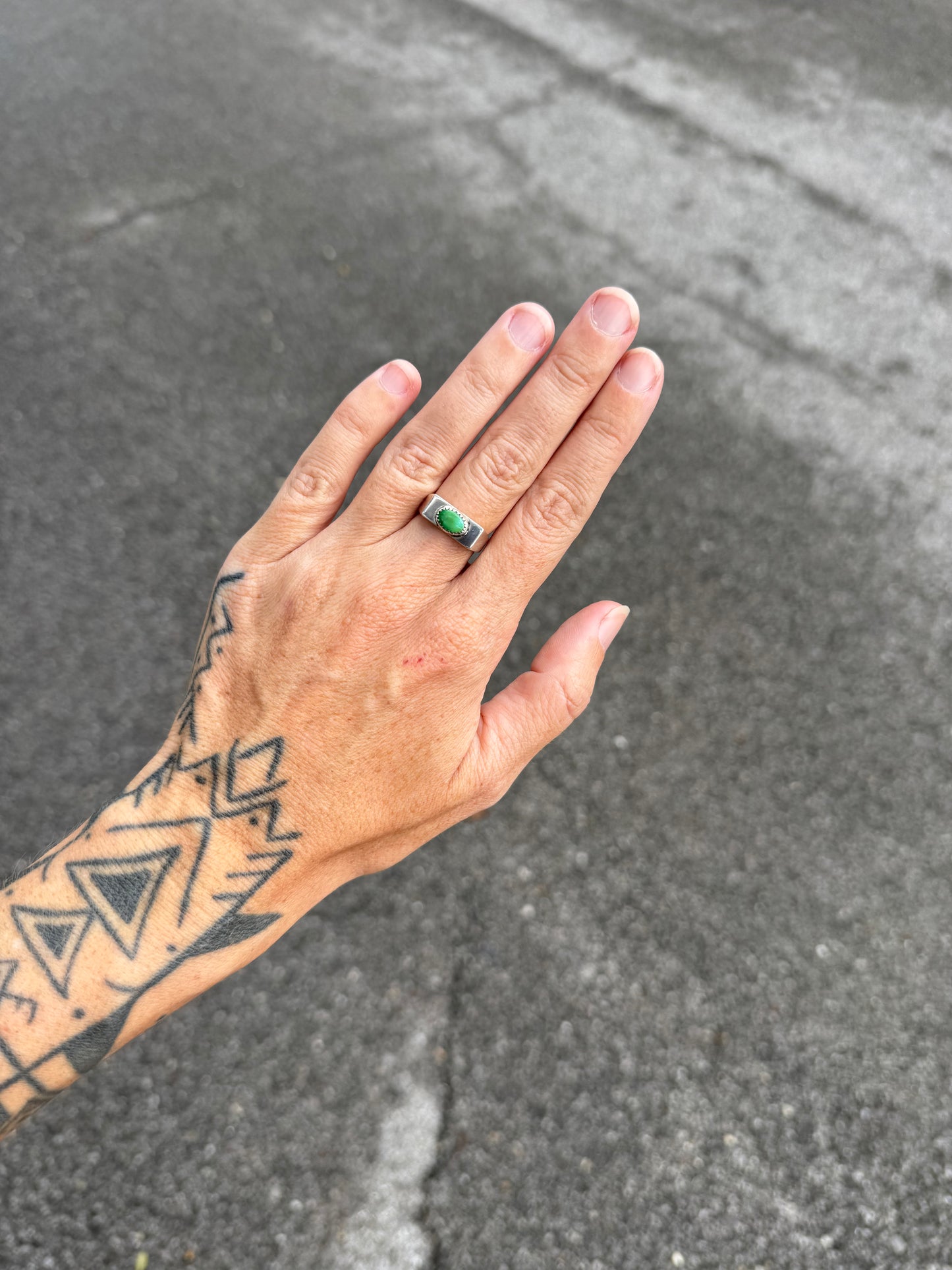 #12 Turquoise Signet Ring Size 6.5