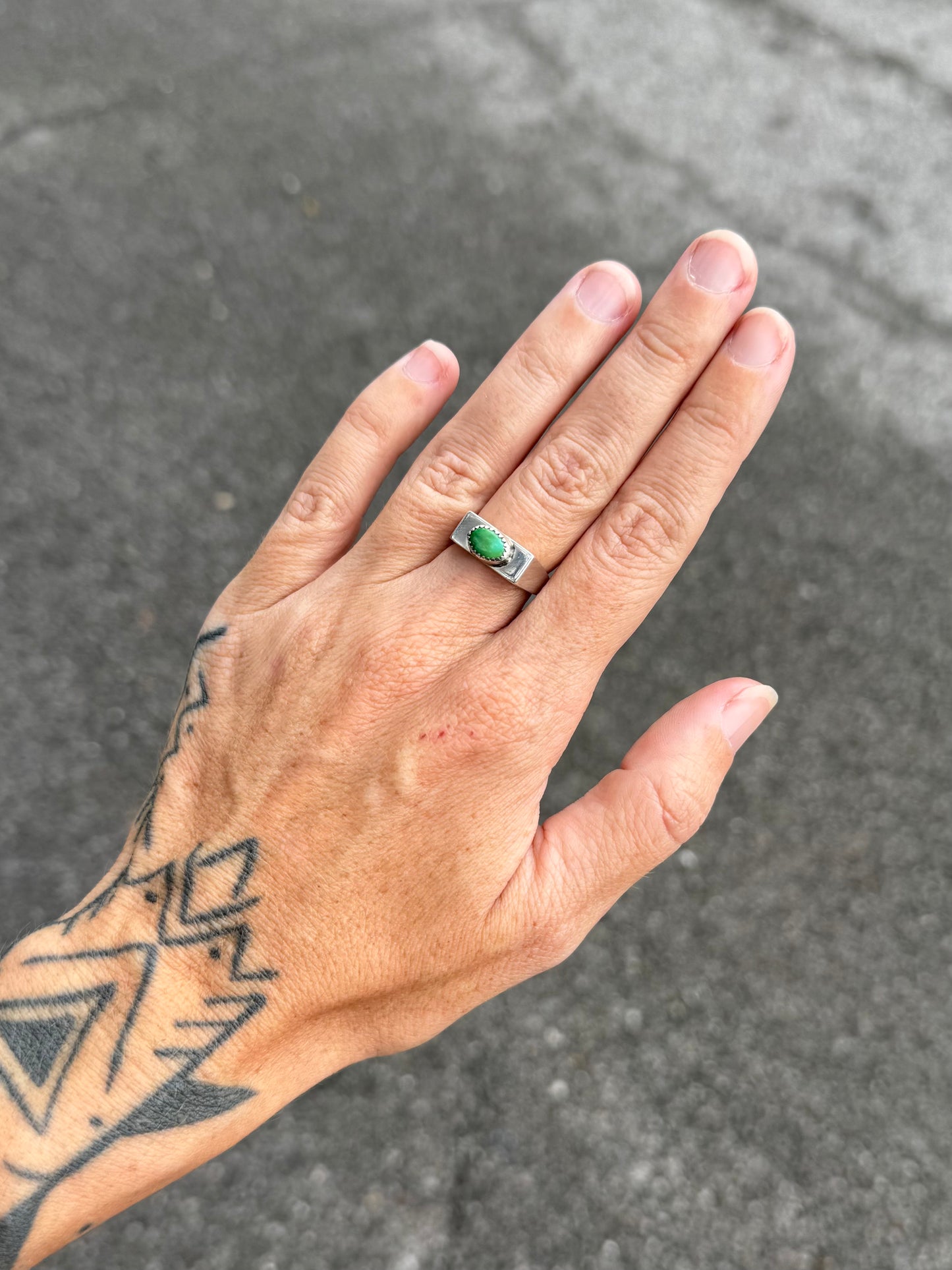 #12 Turquoise Signet Ring Size 6.5