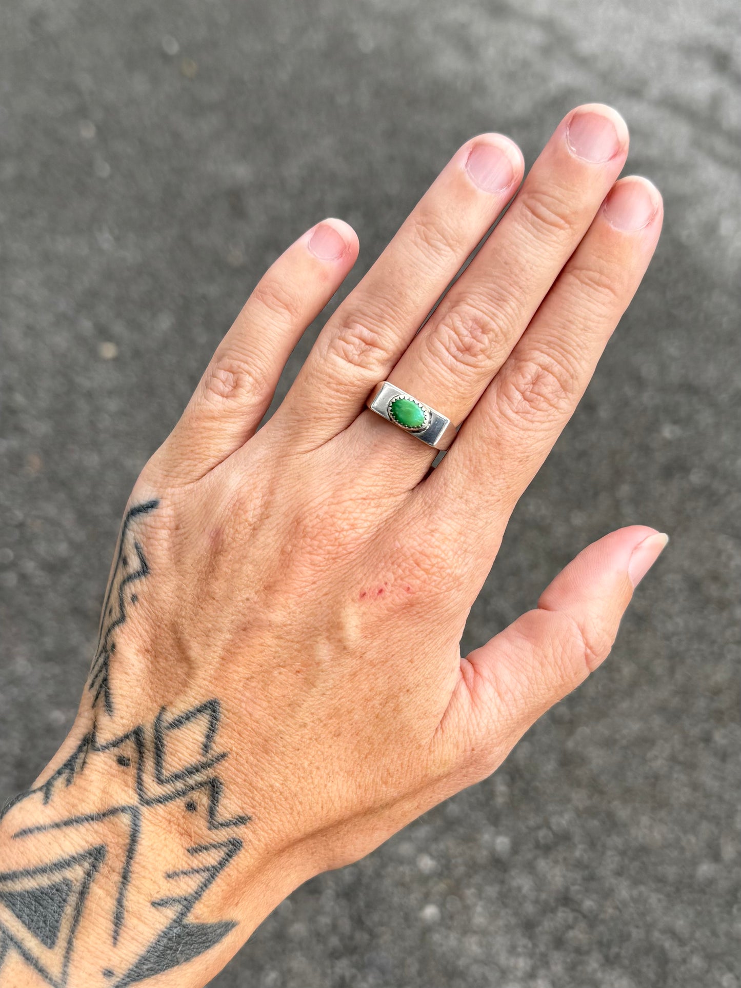 #12 Turquoise Signet Ring Size 6.5