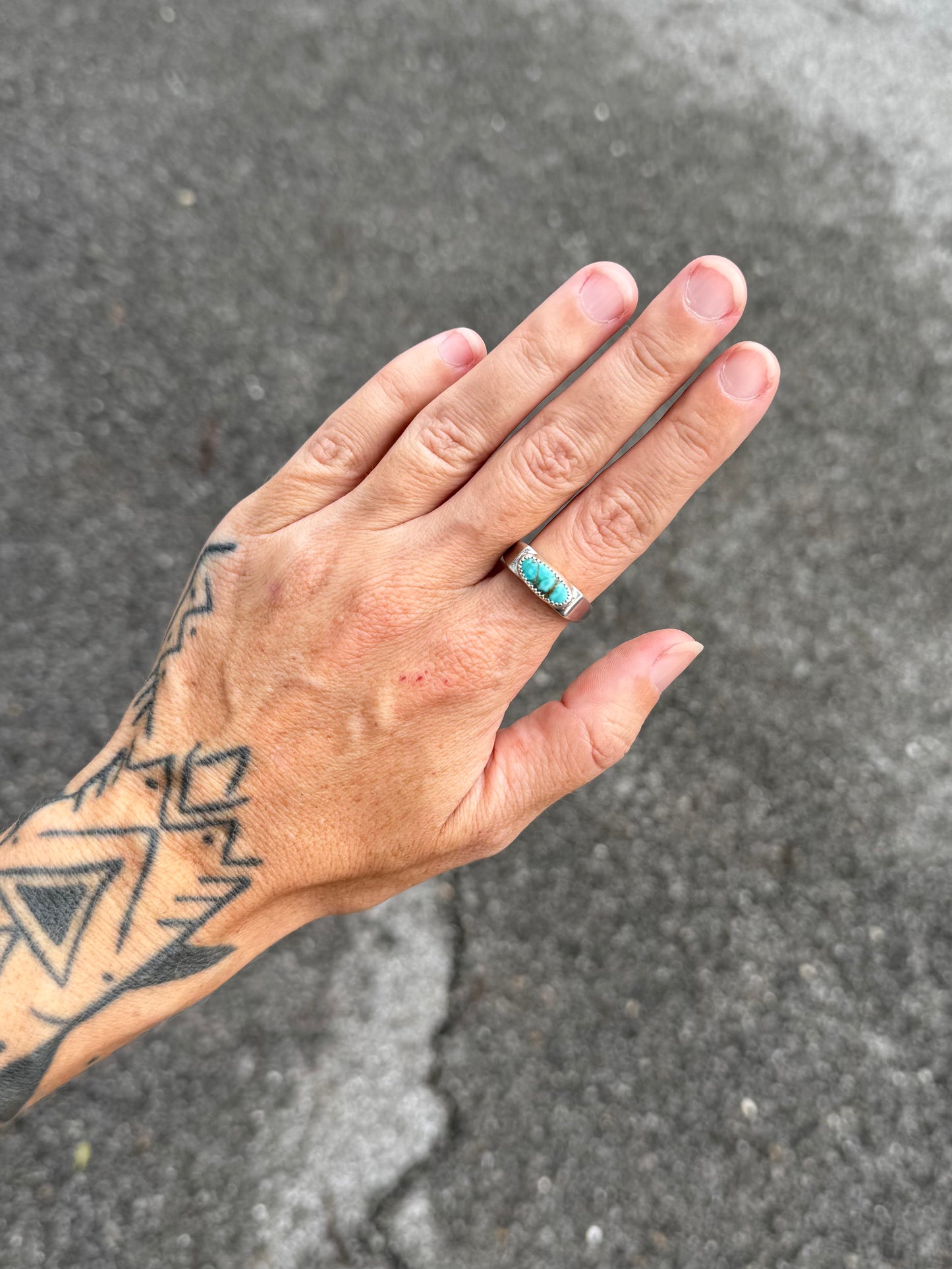#10 Turquoise Signet Ring Size 10.25