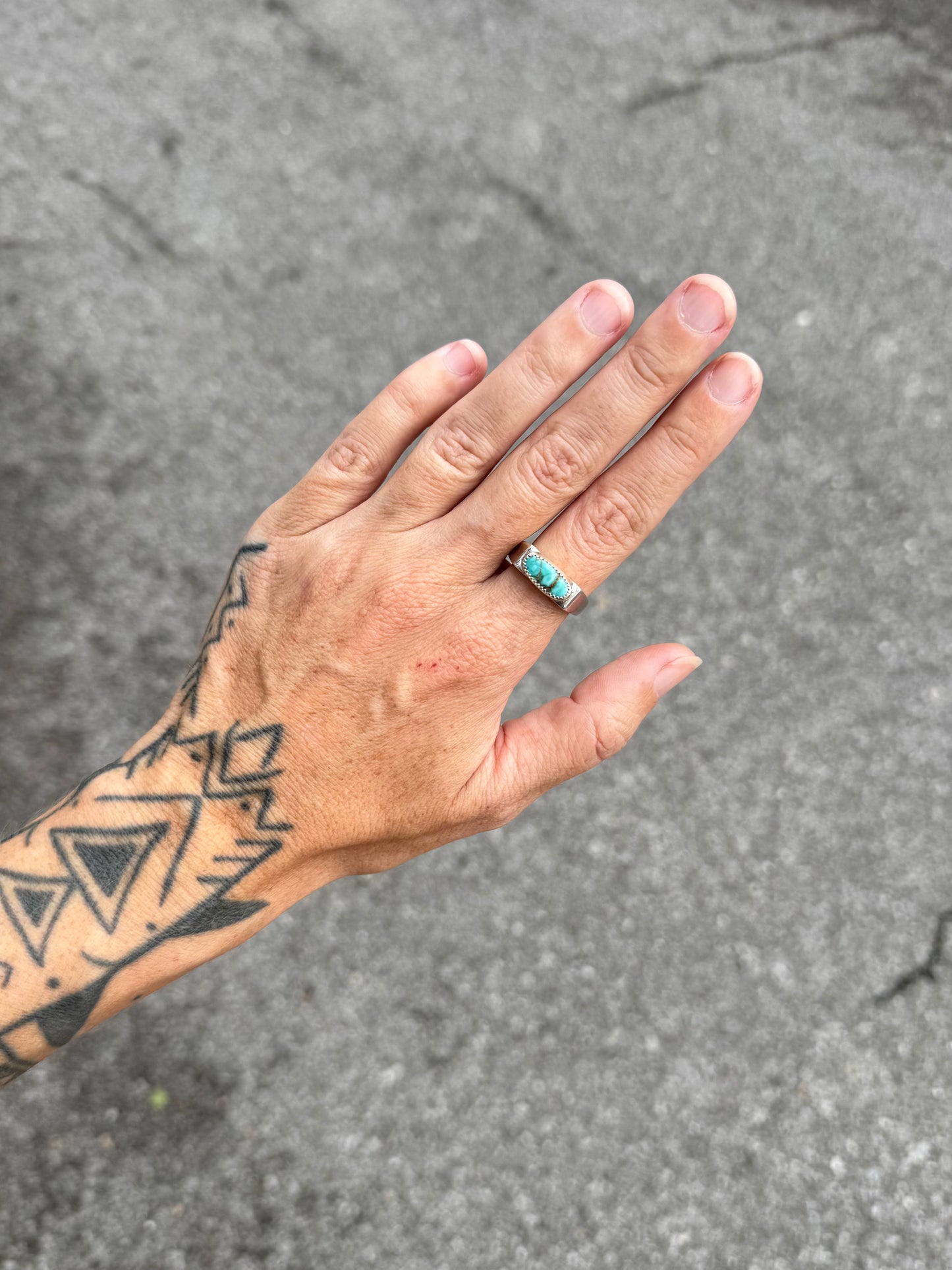 #10 Turquoise Signet Ring Size 10.25