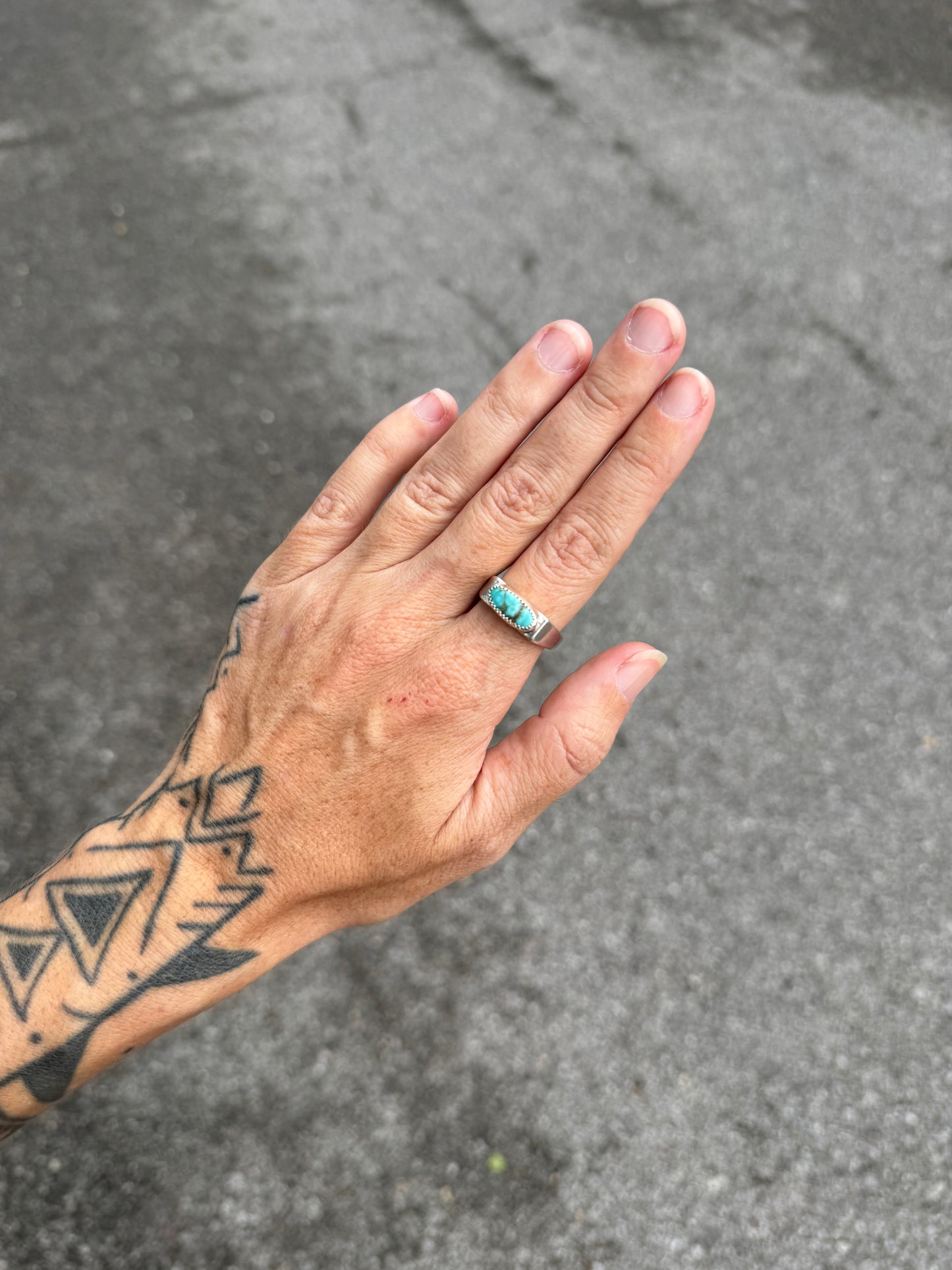 #10 Turquoise Signet Ring Size 10.25