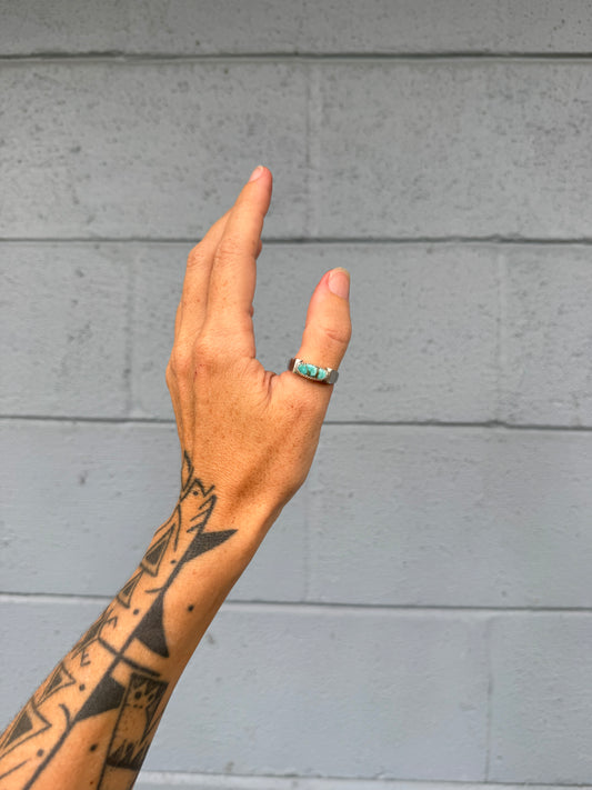 #10 Turquoise Signet Ring Size 10.25