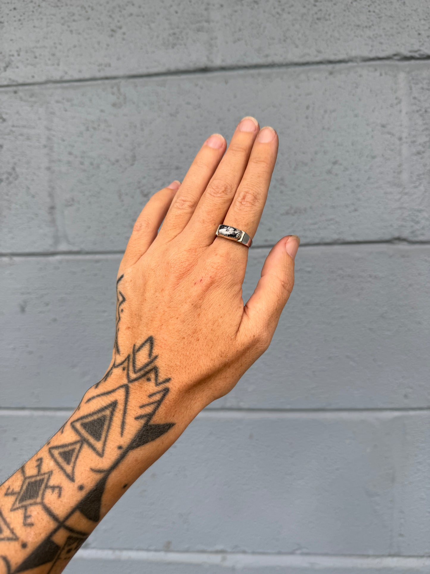 #9 White Buffalo Signet Ring Size 8
