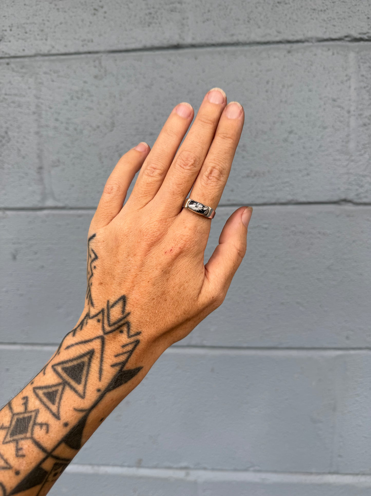 #9 White Buffalo Signet Ring Size 8