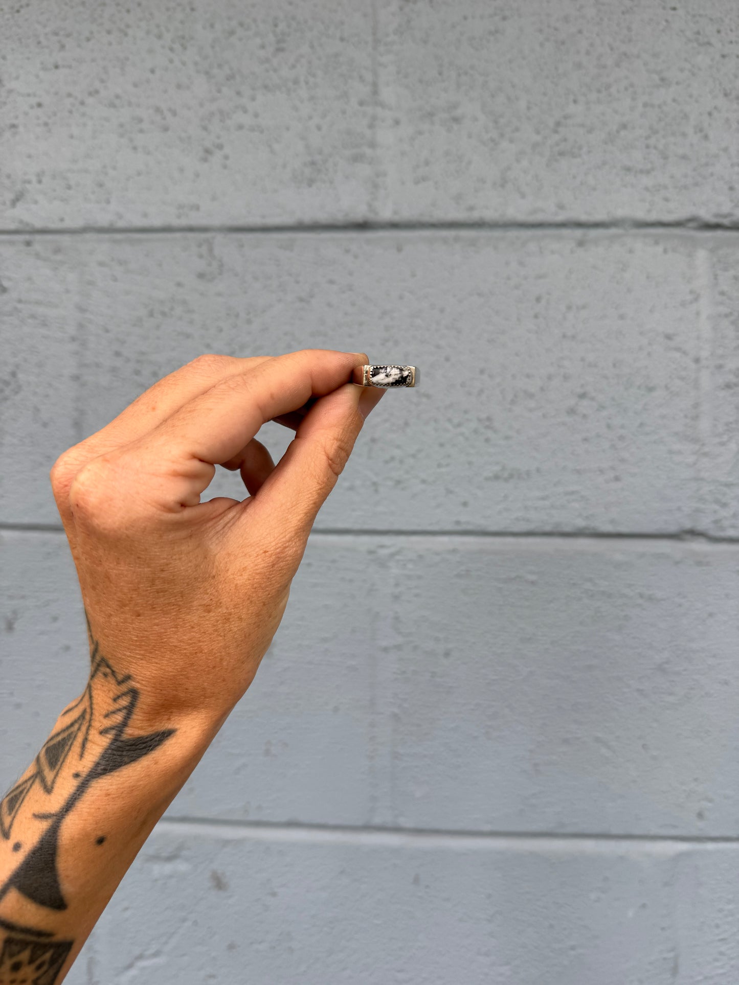 #9 White Buffalo Signet Ring Size 8