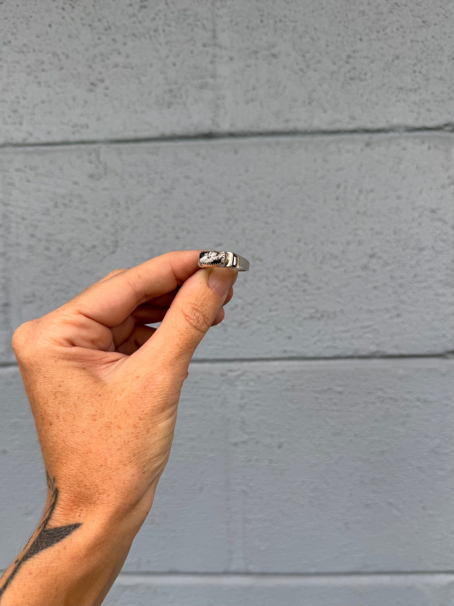 #9 White Buffalo Signet Ring Size 8