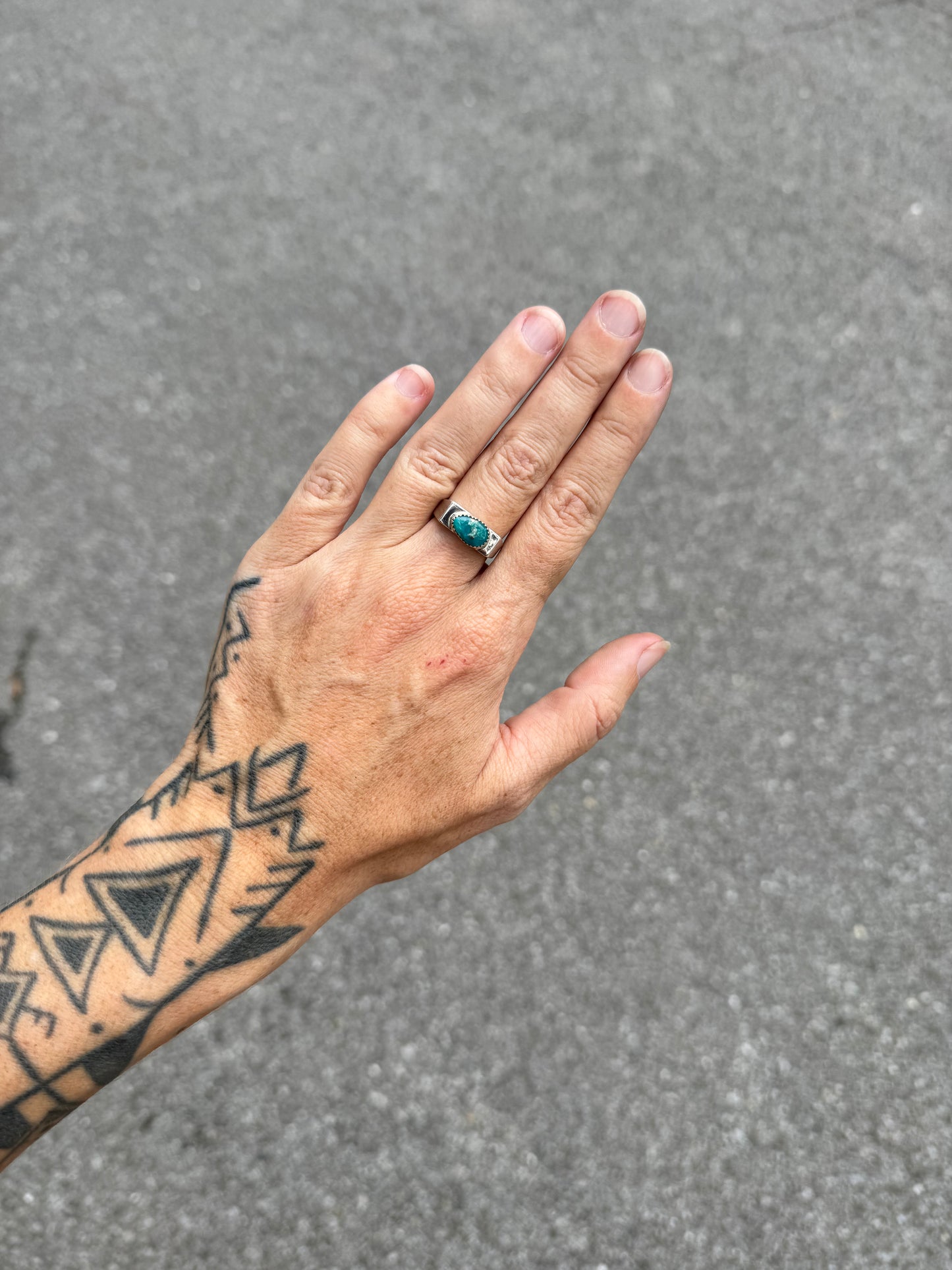 #8 Turquoise Signet Ring Size7