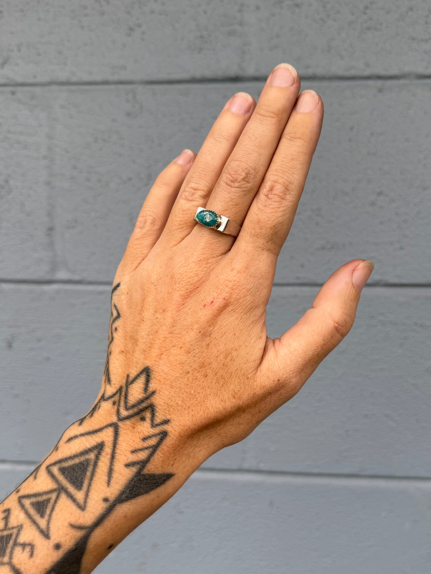 #8 Turquoise Signet Ring Size7