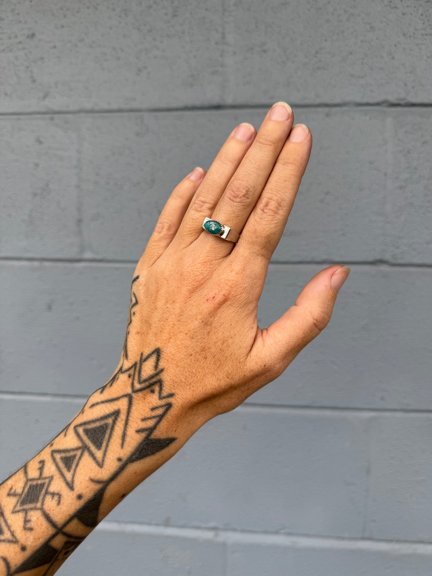#8 Turquoise Signet Ring Size7