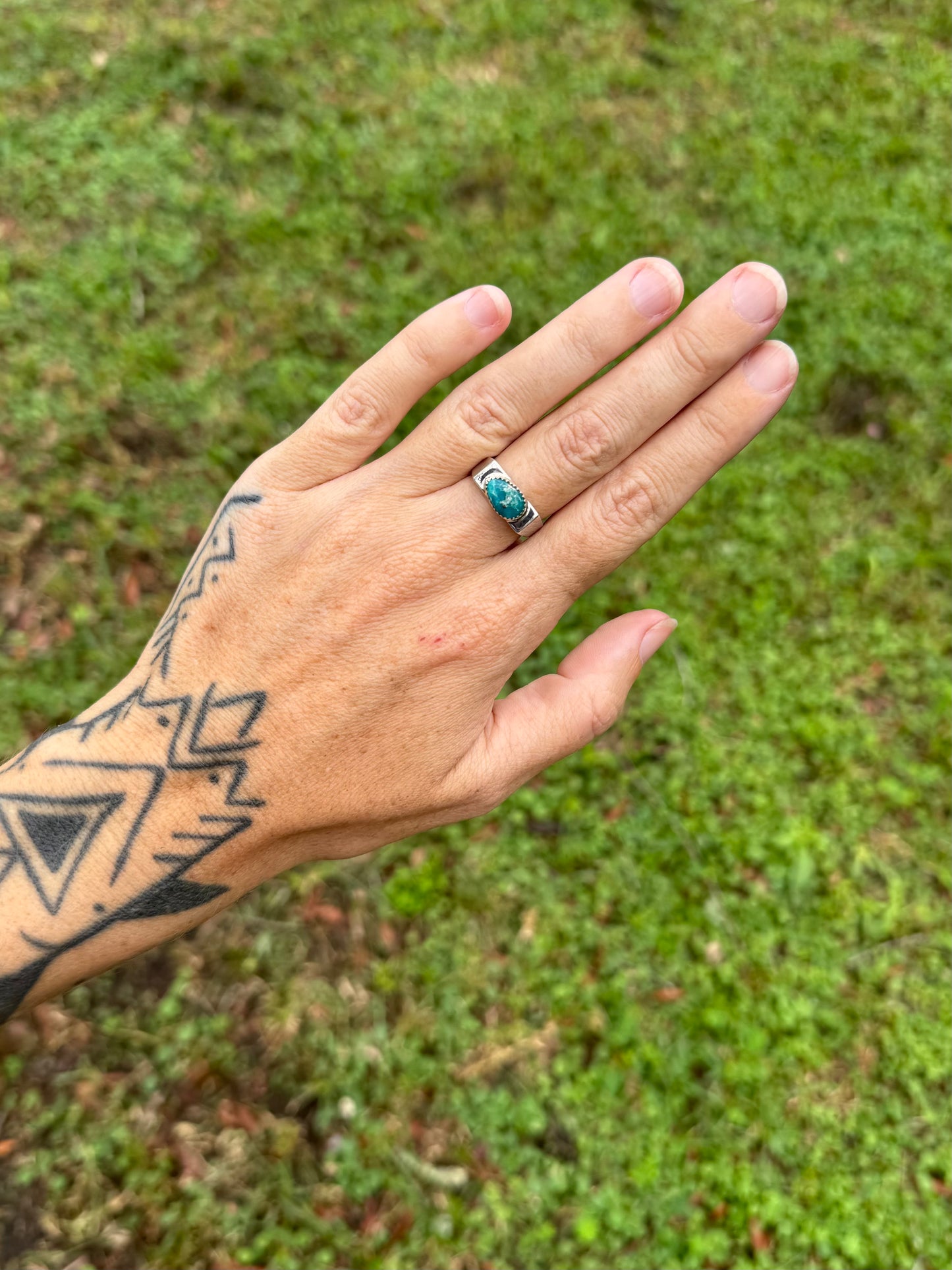#8 Turquoise Signet Ring Size7