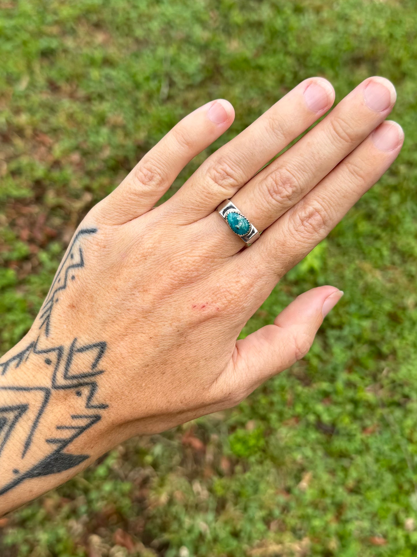 #8 Turquoise Signet Ring Size7